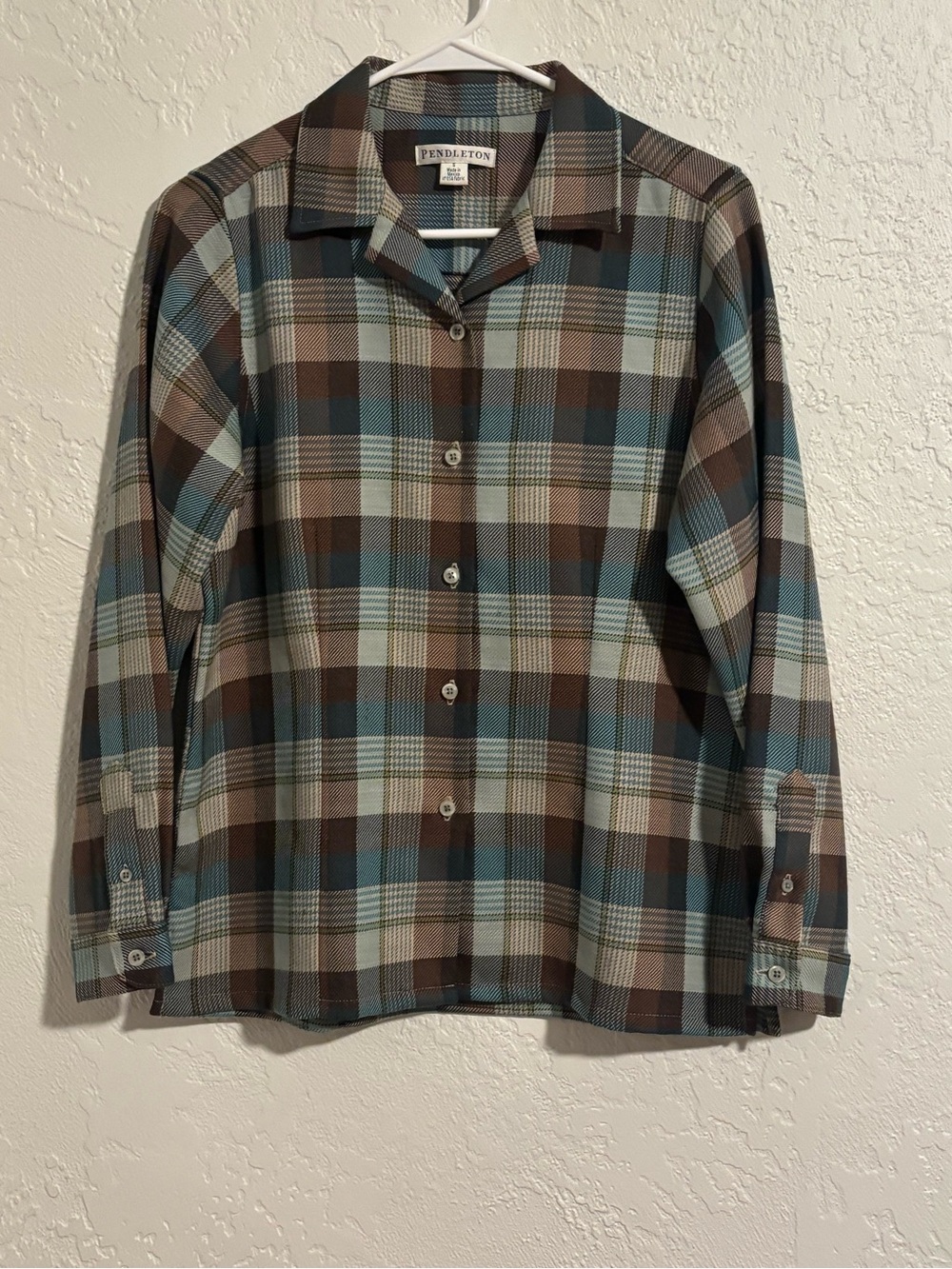 Pendleton Plaid Button-Down Shirt in Blue and Brown
